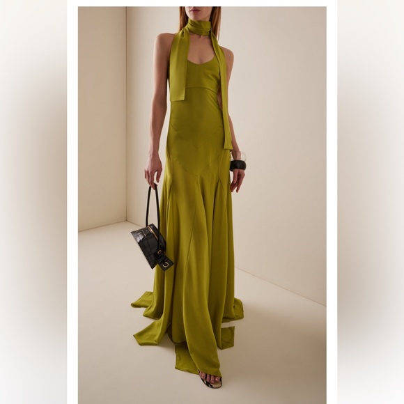 SIEDRES Exclusive Raye Scarf-Detailed Midi Halter Dress - Picture 1 of 11